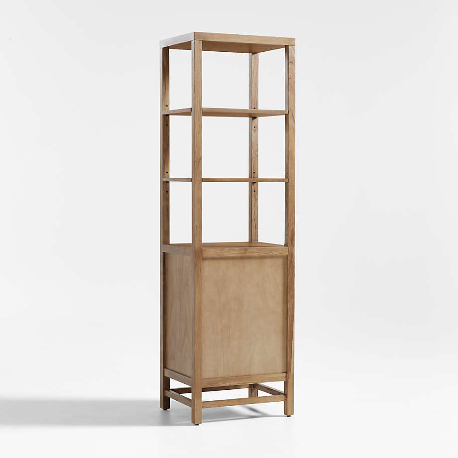 Blake Light Brown Teak and Rattan Tall Storage Cabinet thumbnail 5
