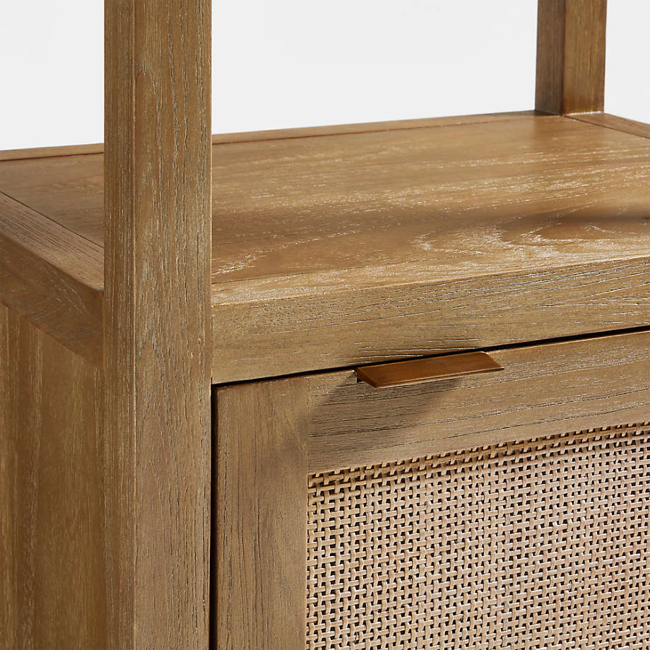Blake Light Brown Teak and Rattan Tall Storage Cabinet thumbnail 6