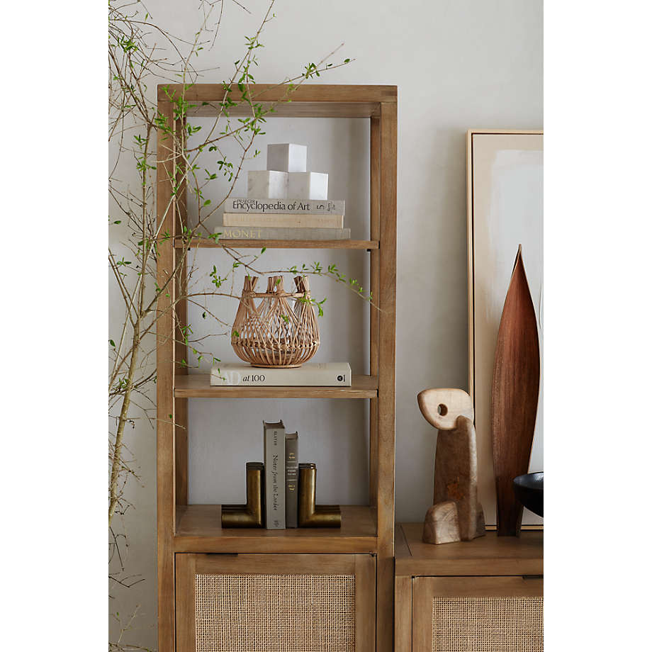 Blake Light Brown Teak and Rattan Tall Storage Cabinet thumbnail 7