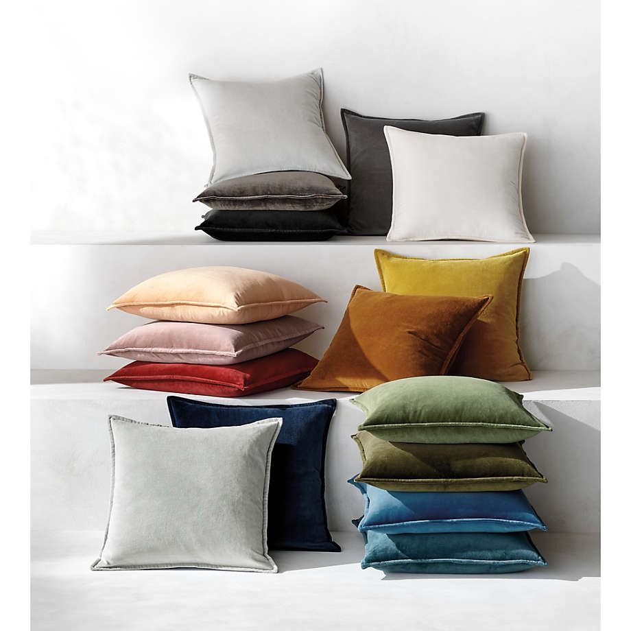 Moss 20x20 Washed Organic Cotton Velvet Pillow Cover thumbnail 3