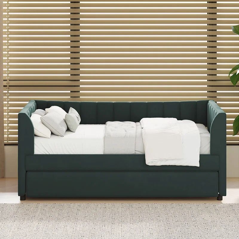 Upholstered Velvet Daybed with Trundle thumbnail 2