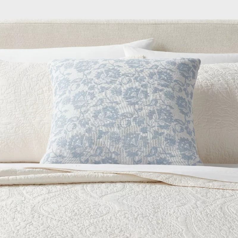 Woven Floral Decorative Pillow Euro 24x24 thumbnail 2