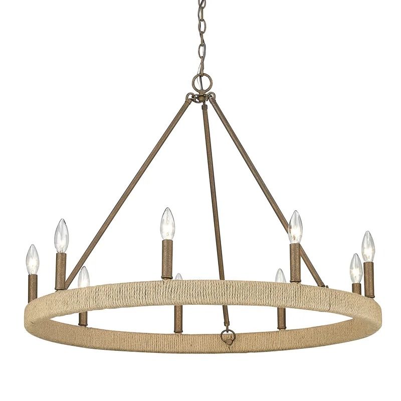 Zeno 9 Light Dimmable Wagon Wheel Chandelier thumbnail 3