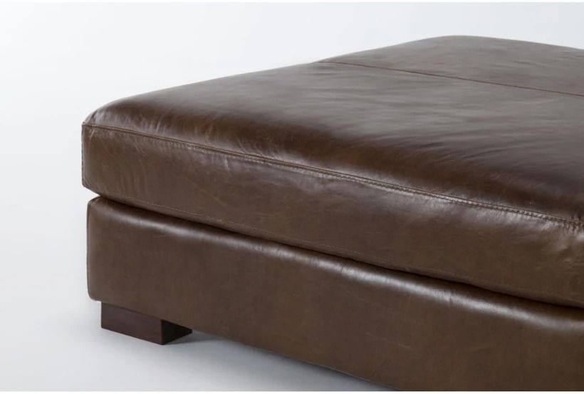 Grisham Brown Italian Leather Cocktail Square Ottoman thumbnail 2