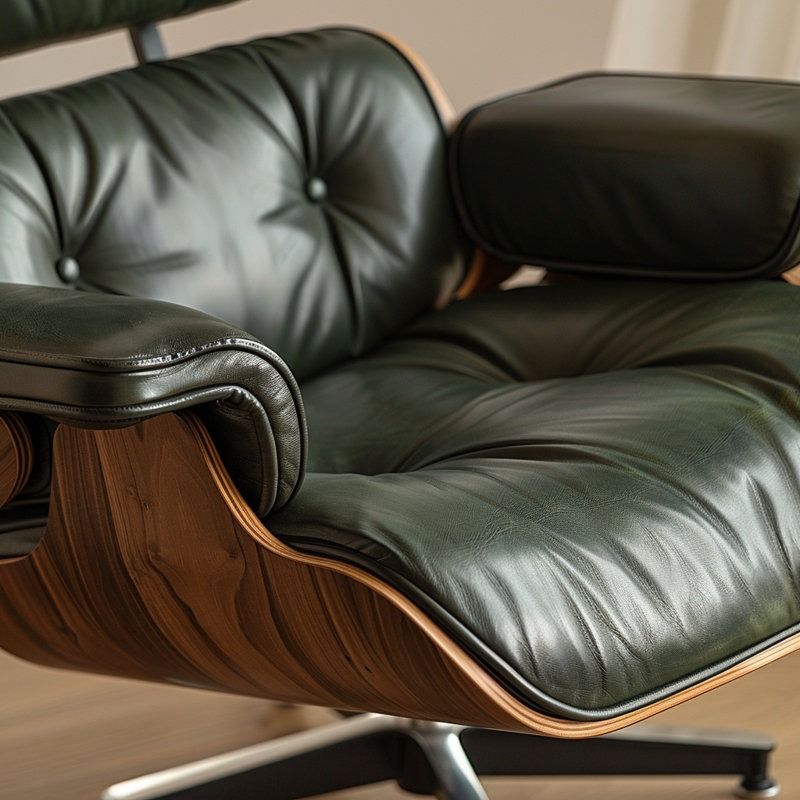 Martynas Genuine Leather Swivel Lounge Chair and Ottoman thumbnail 2