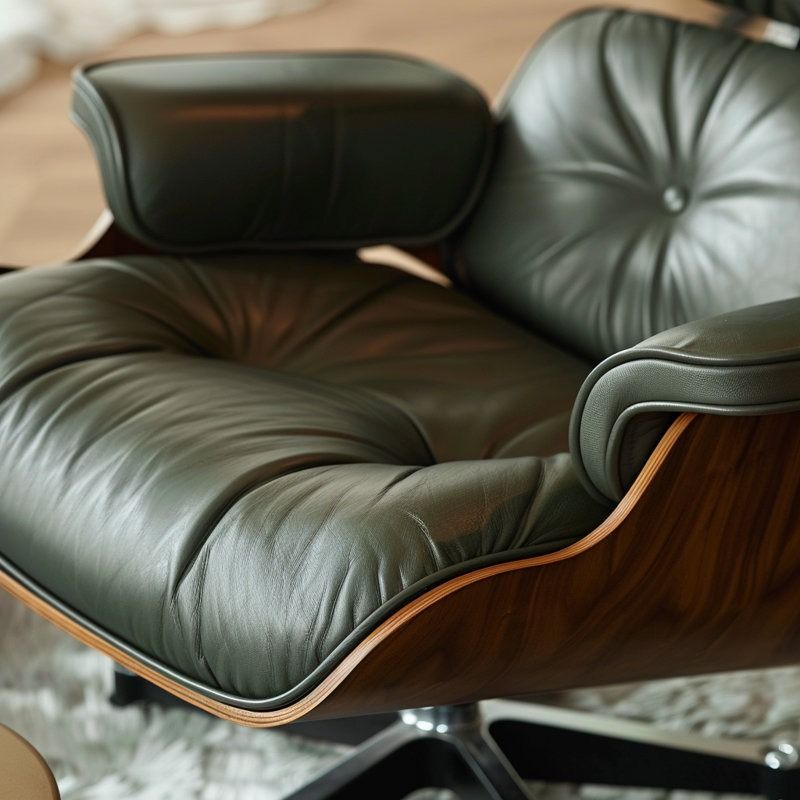 Martynas Genuine Leather Swivel Lounge Chair and Ottoman thumbnail 4