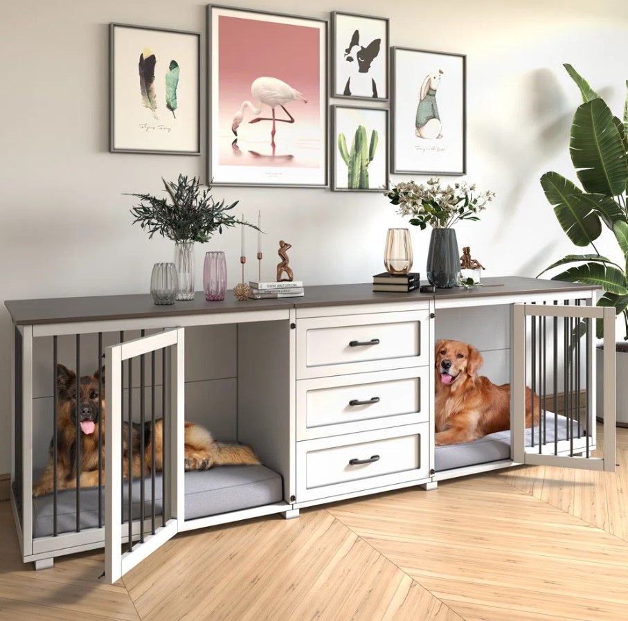 Furniture Style Wooden Dog Crate with 3 Drawers thumbnail 3