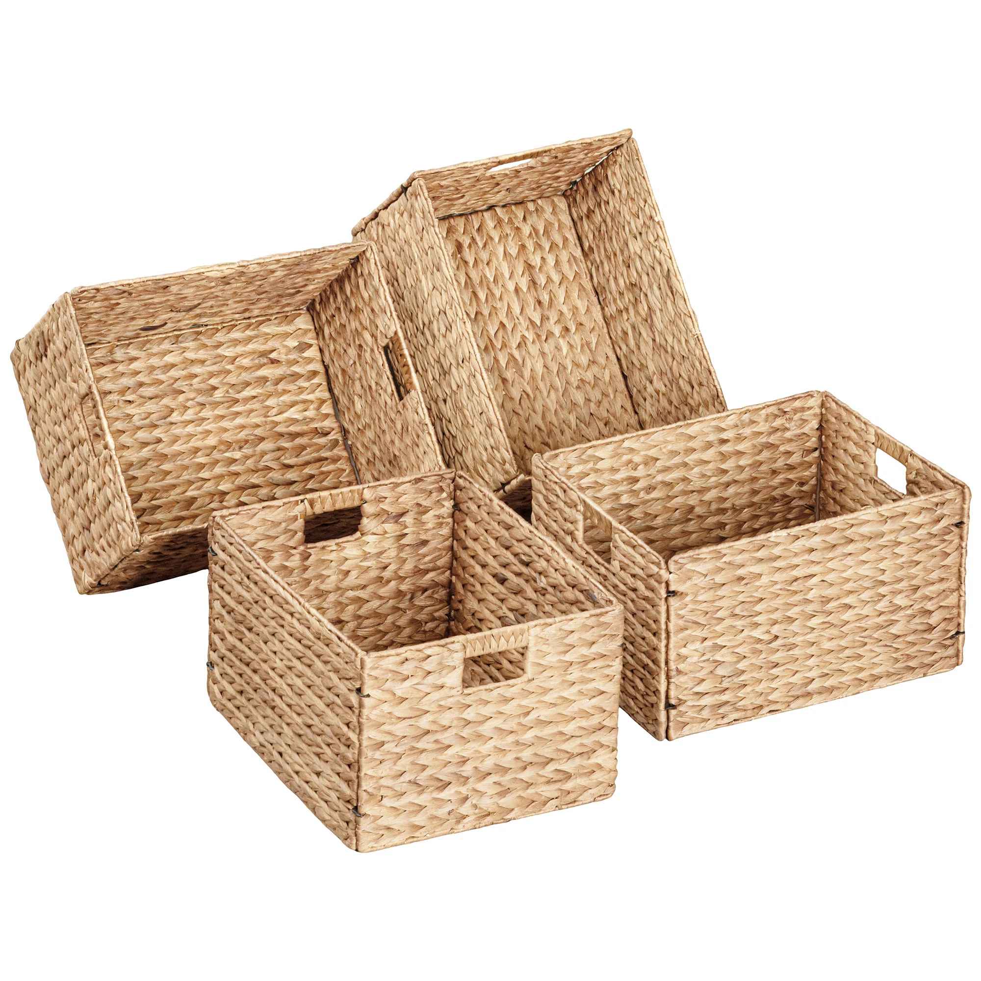Rectangular Natural Water Hyacinth Rattan Wicker Storage Basket-Set of 4 thumbnail 2
