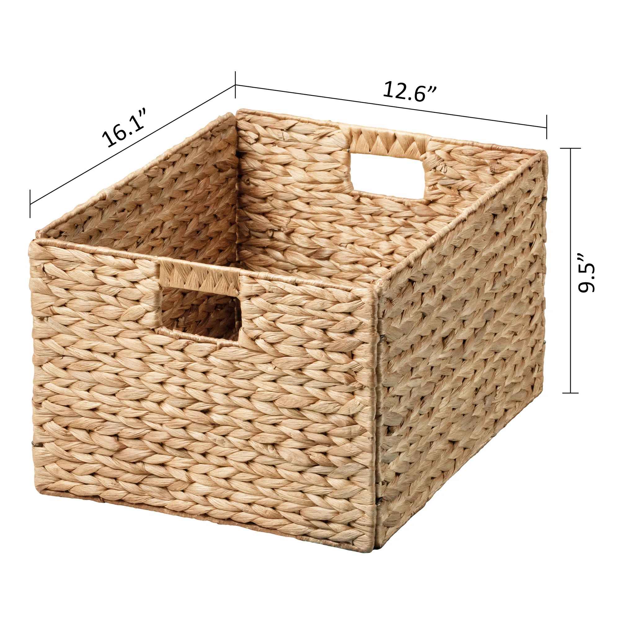 Rectangular Natural Water Hyacinth Rattan Wicker Storage Basket-Set of 4 thumbnail 3