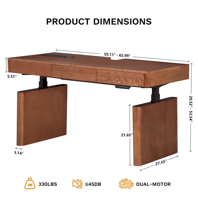 Kinnls Height Adjustable Rectangle Standing Desk thumbnail 4
