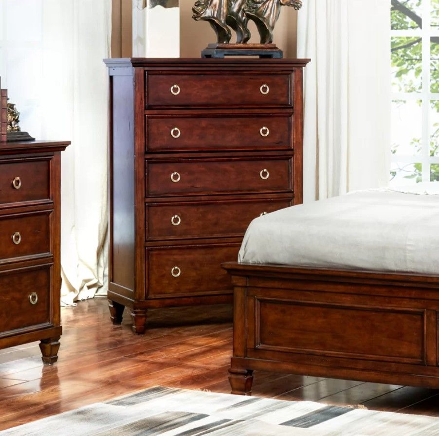 Arnedo 5 Drawer Solid Wood Chest thumbnail 2