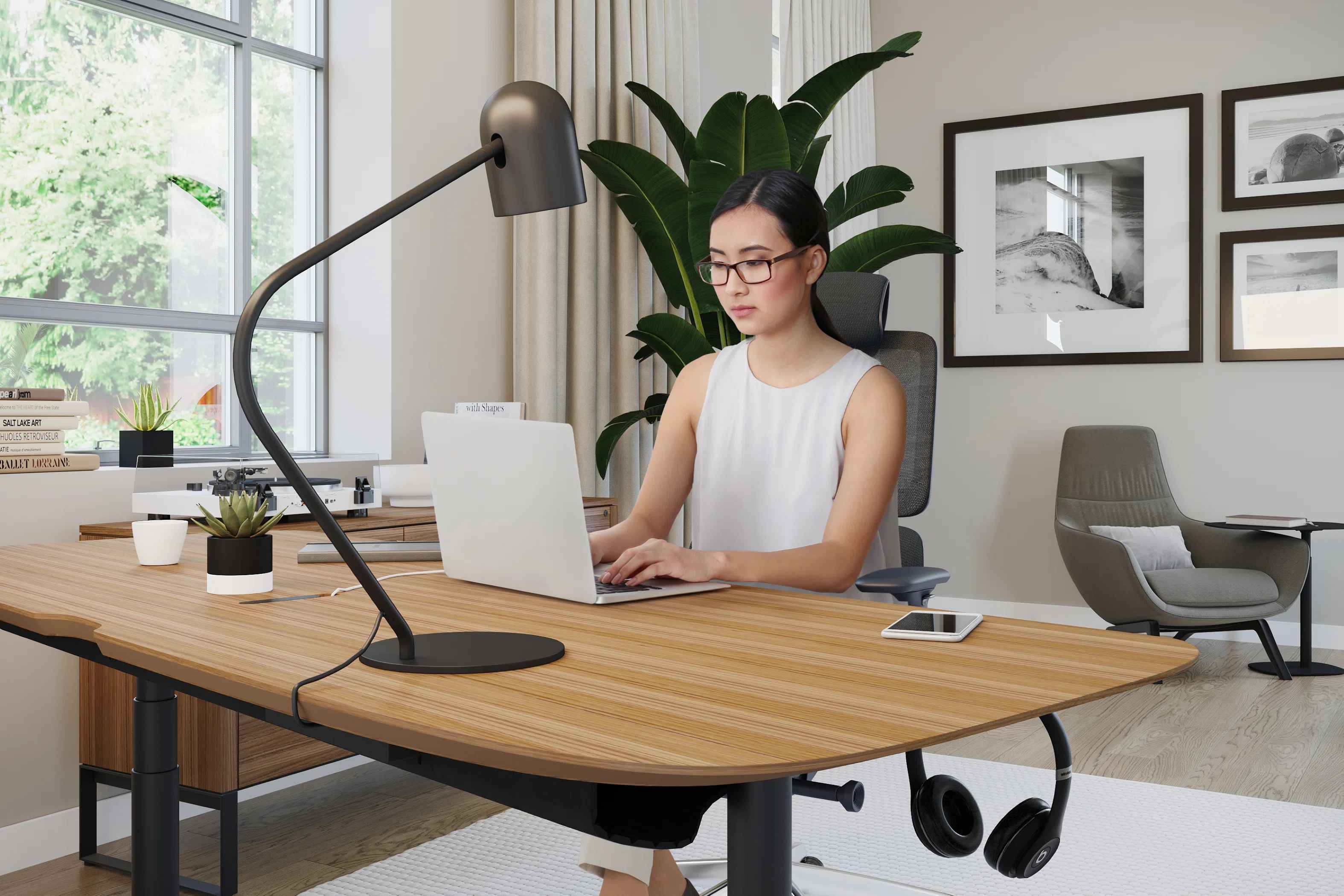 Soma Height Adjustable Standing Desk with Drawer thumbnail 2