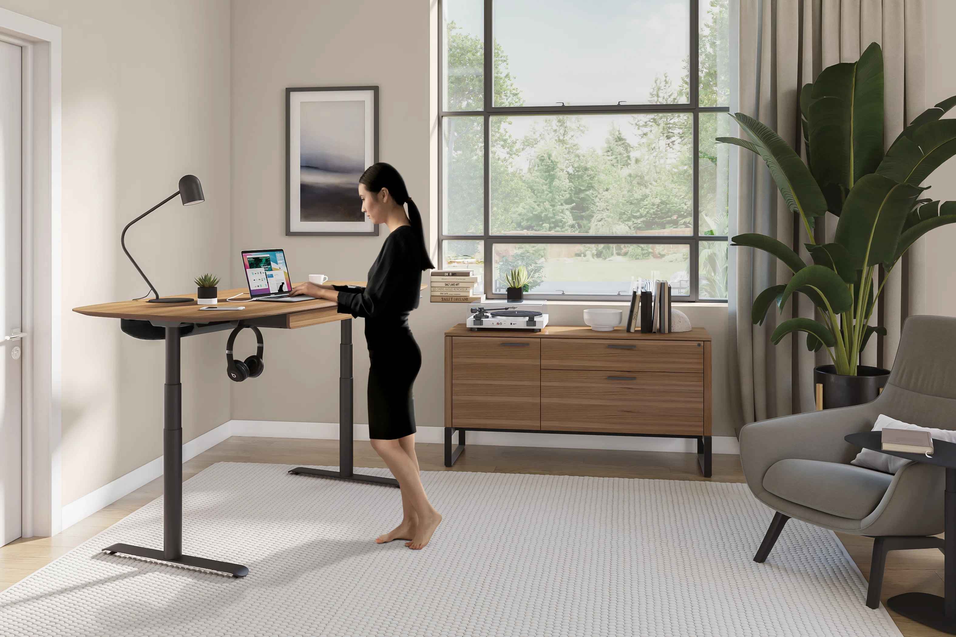 Soma Height Adjustable Standing Desk with Drawer thumbnail 4