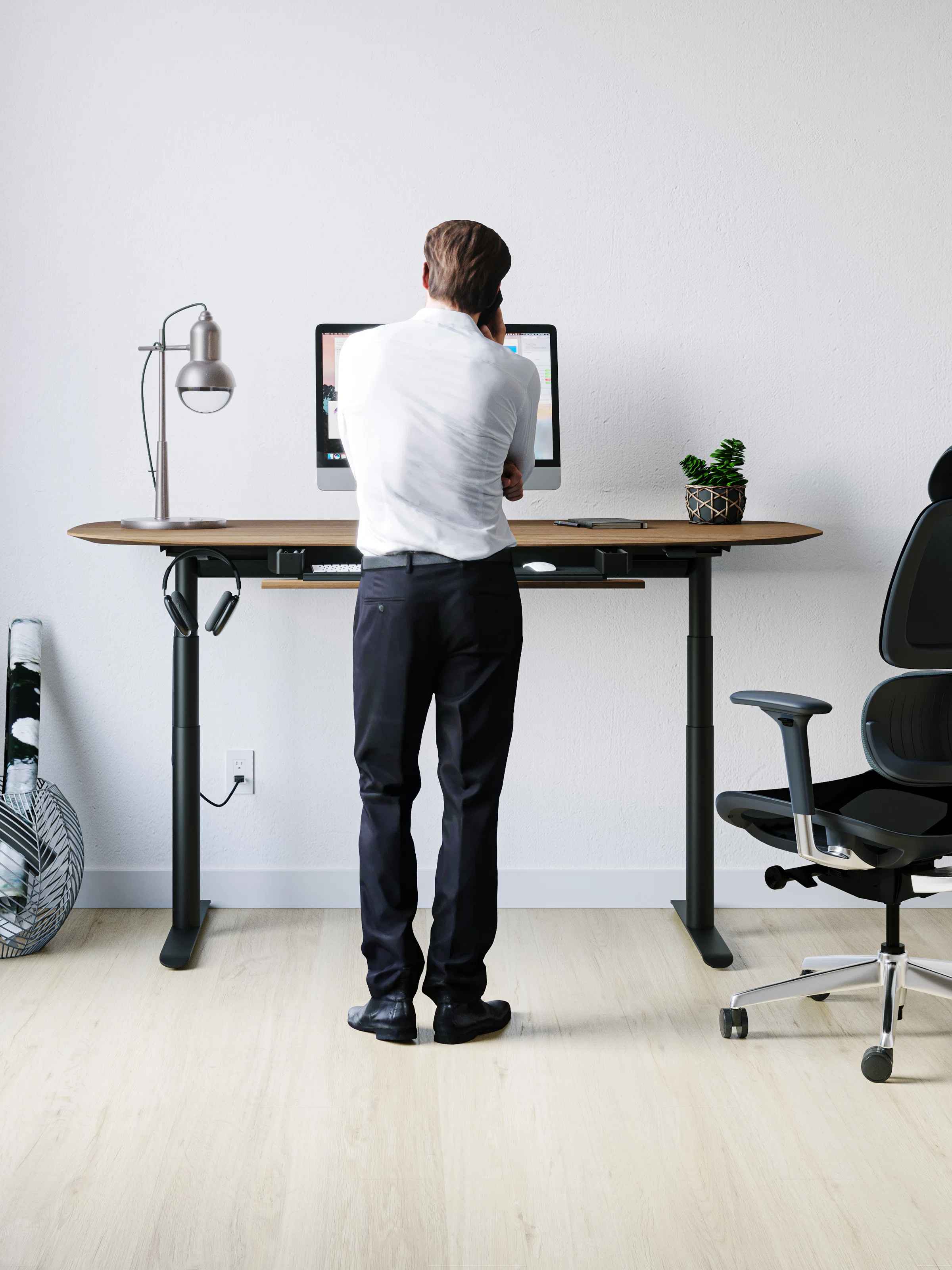 Soma Height Adjustable Standing Desk with Drawer thumbnail 6