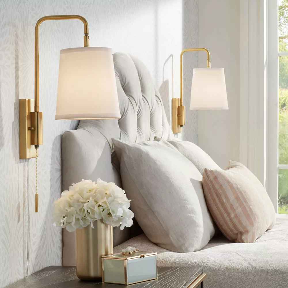 360 Lighting Luca Swing Arm Wall Lamps Set of 2 thumbnail 2