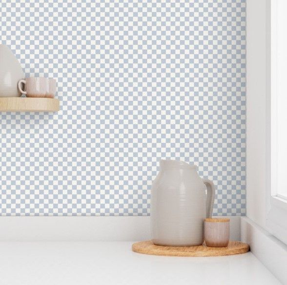 checkerboard in plain light blue boys checker Wallpaper thumbnail 2