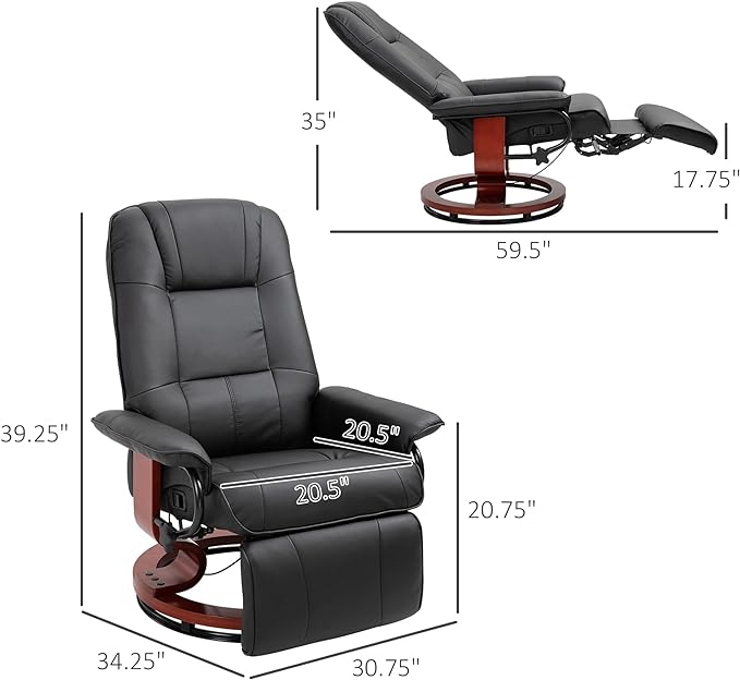 HOMCOM Faux Leather Manual Recliner thumbnail 3
