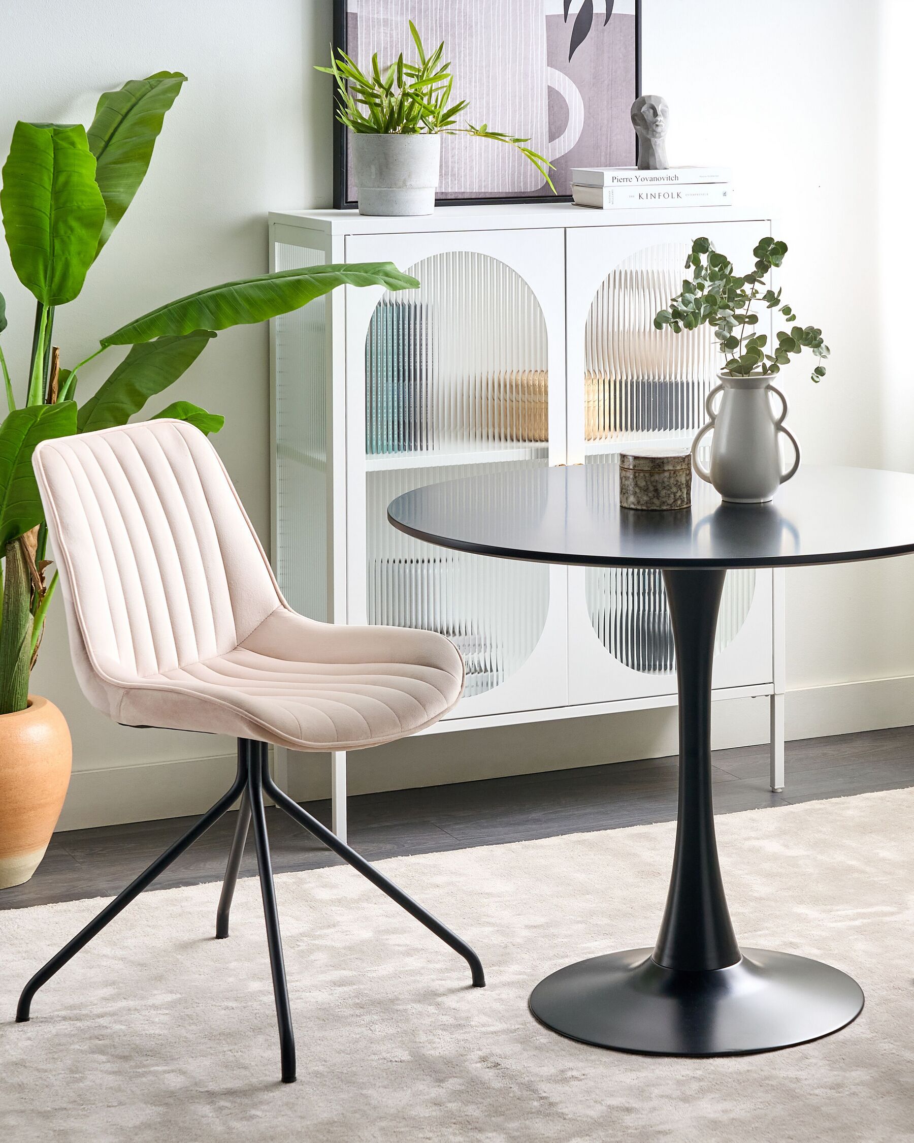 Dining Chair Set of 2 Velvet Beige thumbnail 2