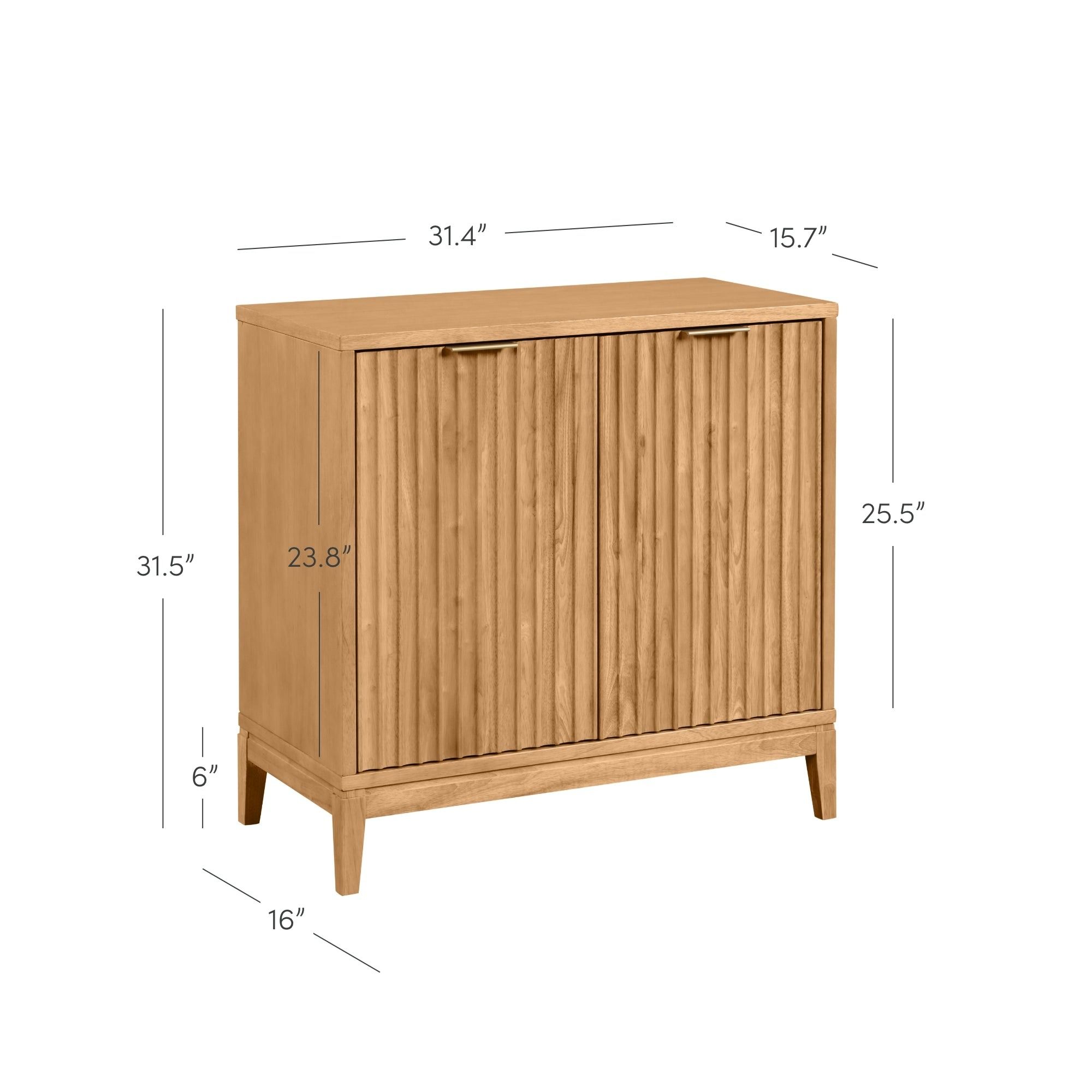 Mid-Century Wood Fluted Storage Cabinet Warm Pine thumbnail 6