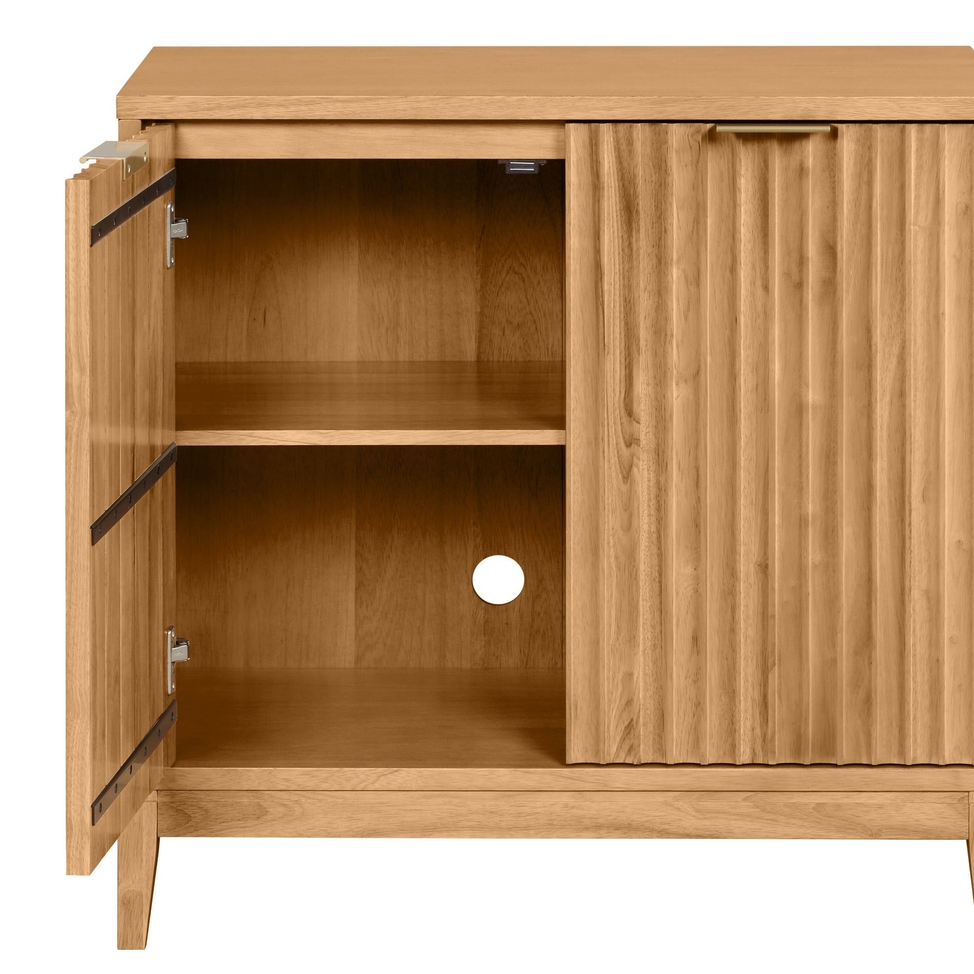 Mid-Century Wood Fluted Storage Cabinet Warm Pine thumbnail 7