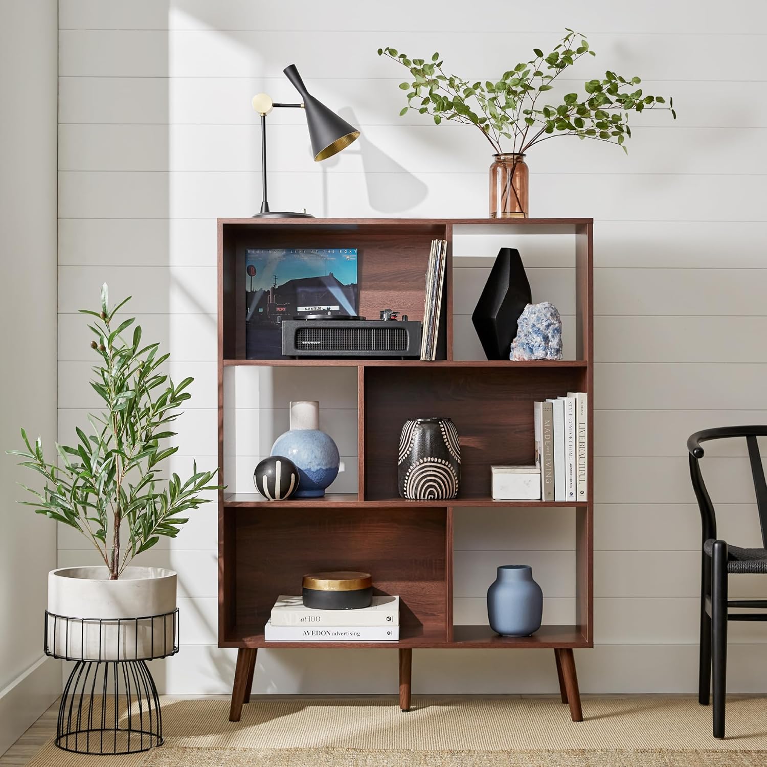 3 Tier Mid Century Modern Wooden Bookcase thumbnail 2