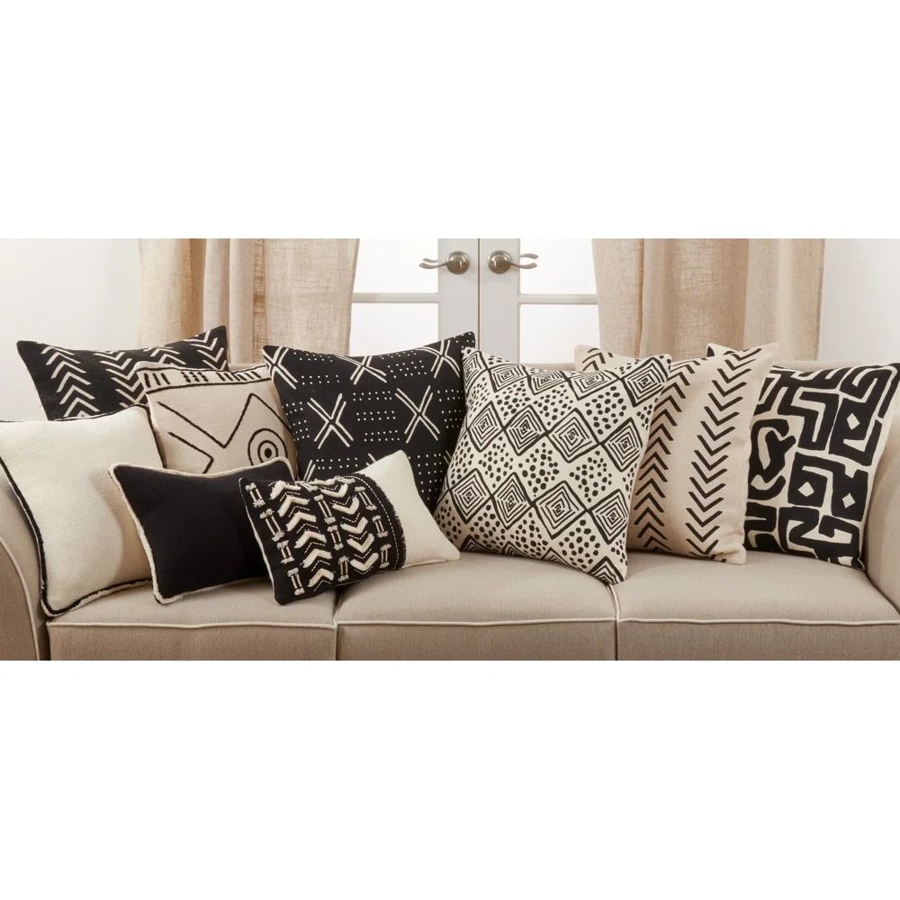 Noir Geometric Cotton Pillow Cover 22x22 thumbnail 2