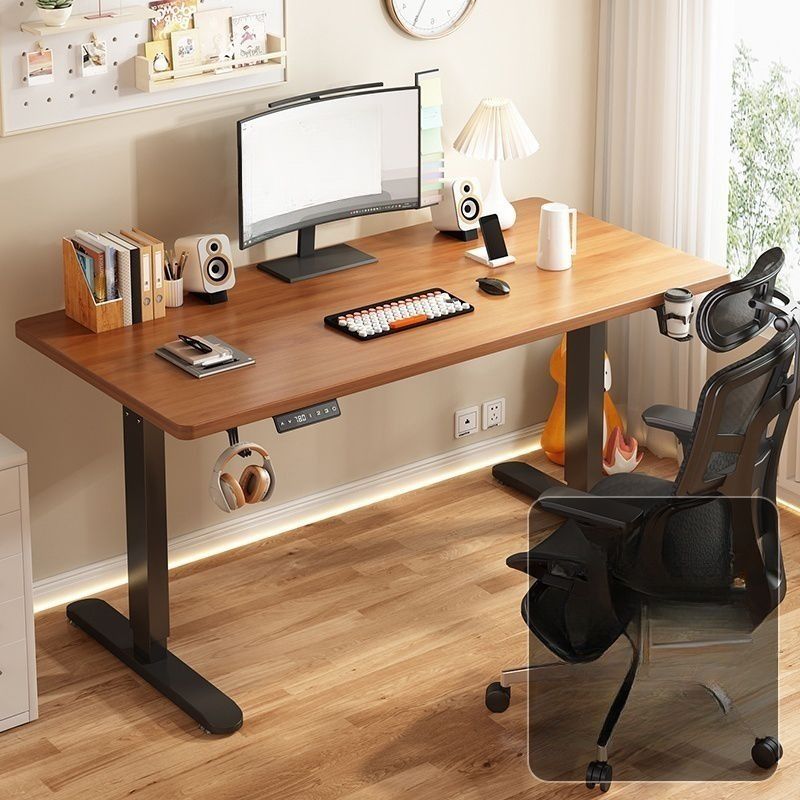  Modern Simple Style Rectangle Electric Adjustable Multi-Levelled Standing Work Desk with T-Shape Base thumbnail 6