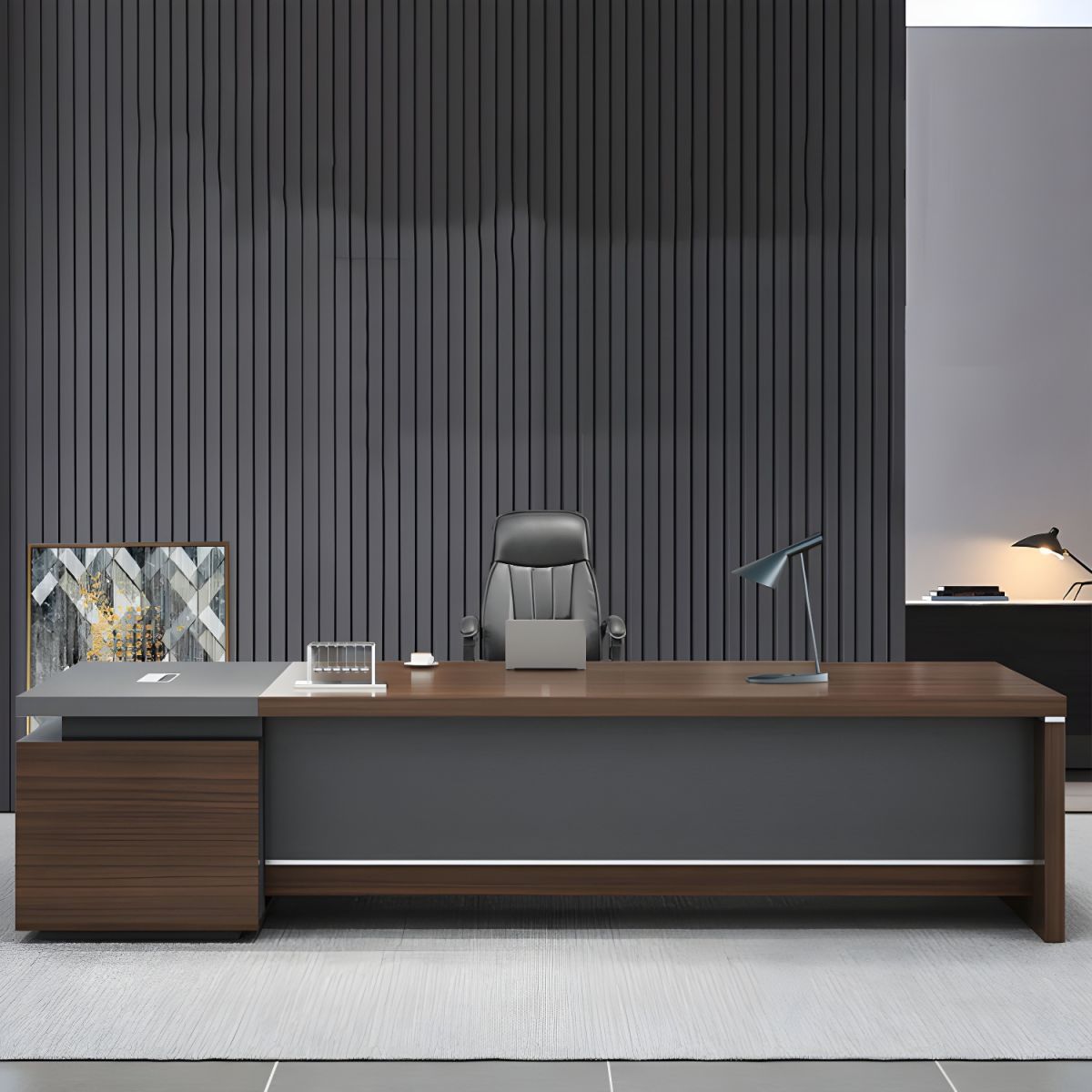 Contemporary Office Desk L-Shape Wooden Executive Desk thumbnail 4
