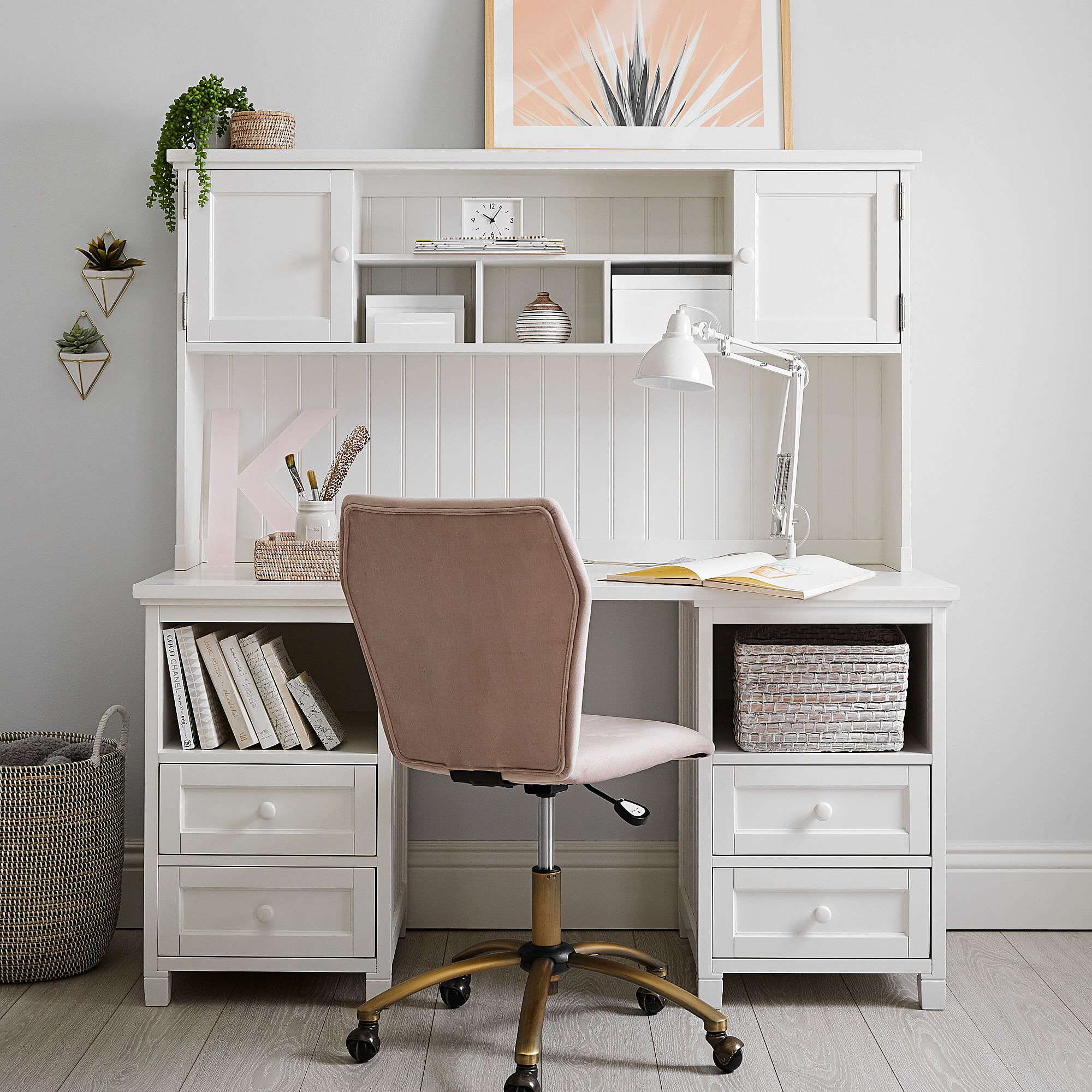 Beadboard Smart Storage Hutch Desk thumbnail 2