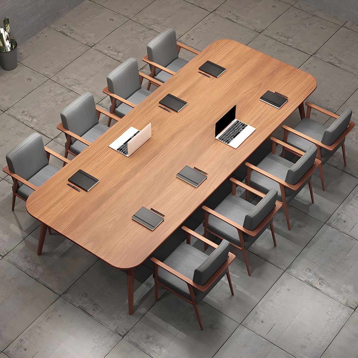 Rectangular Shaped Conference Table in Brown thumbnail 2