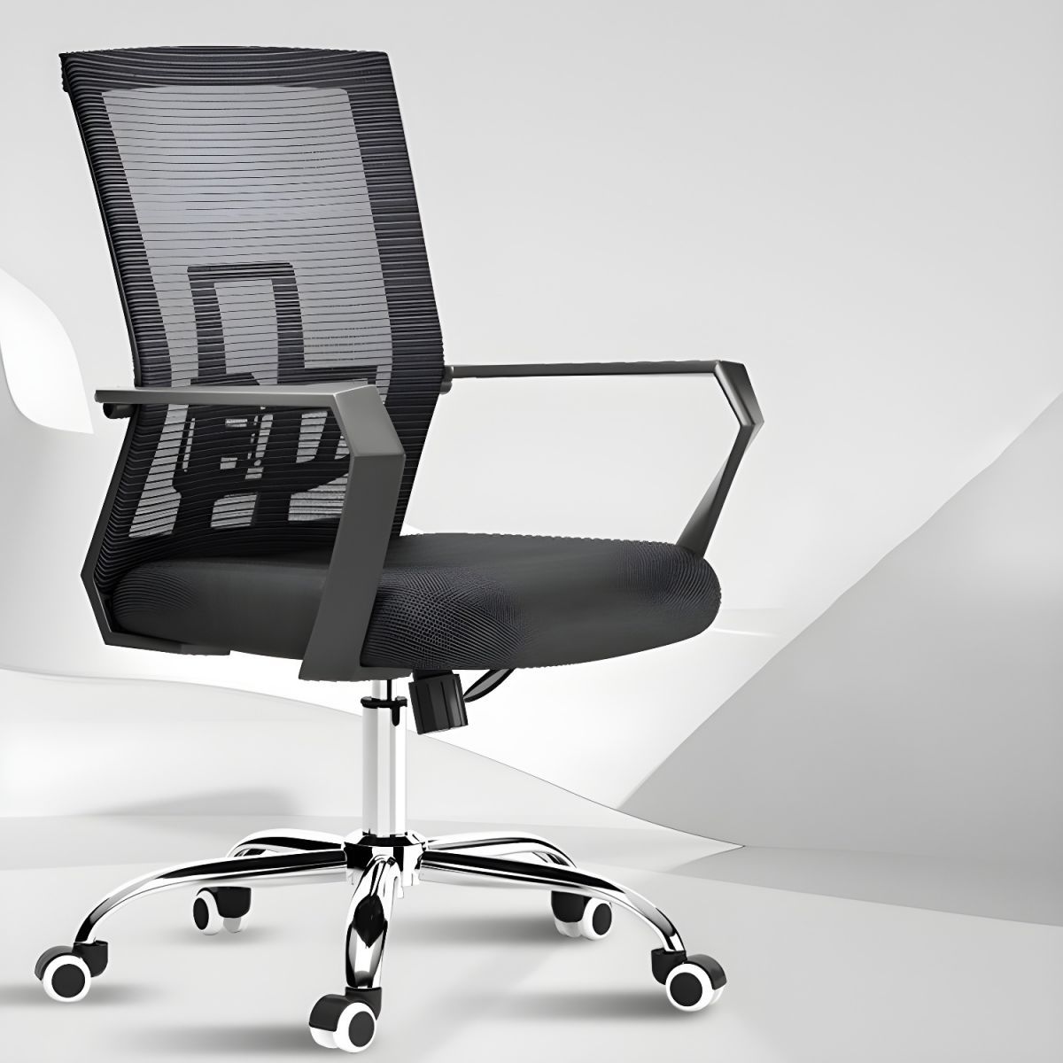 Fixed Arms Desk Chair Modern Swivel Chair thumbnail 2