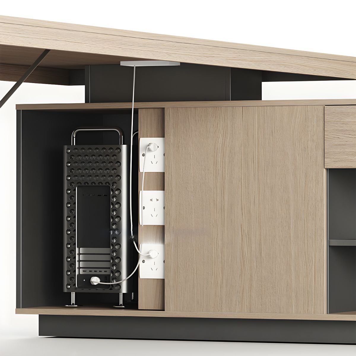 Contemporary Natural Executive Desk Oak L-Shape Wooden Office Desk thumbnail 7