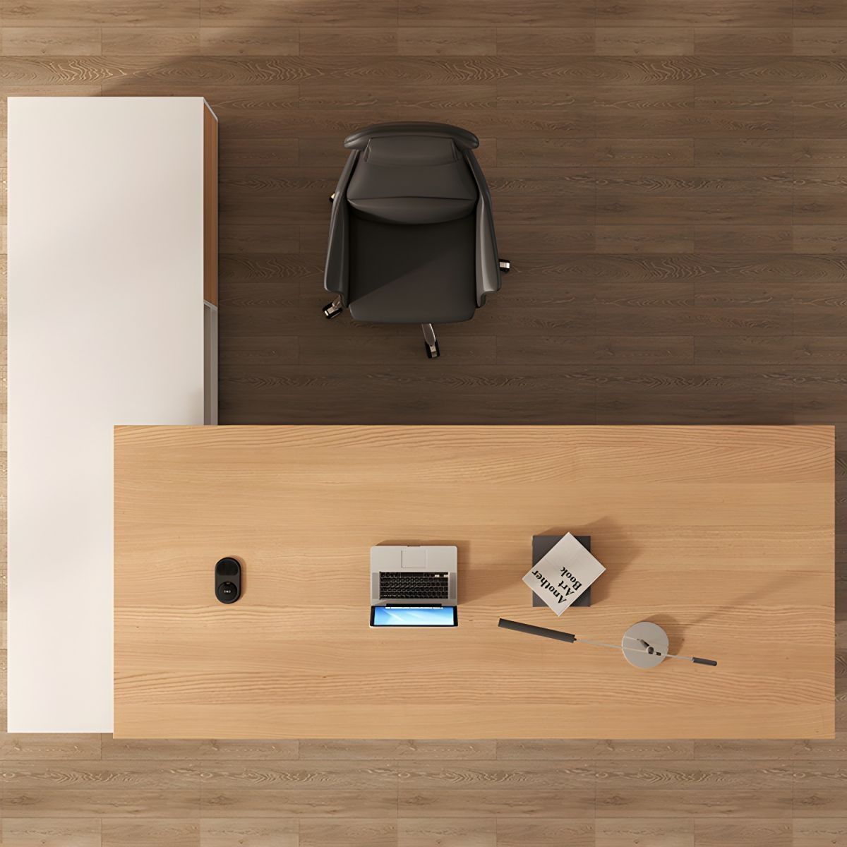 Modern White L-Shape Executive Desk with Pedestal Base and Cable Management thumbnail 7