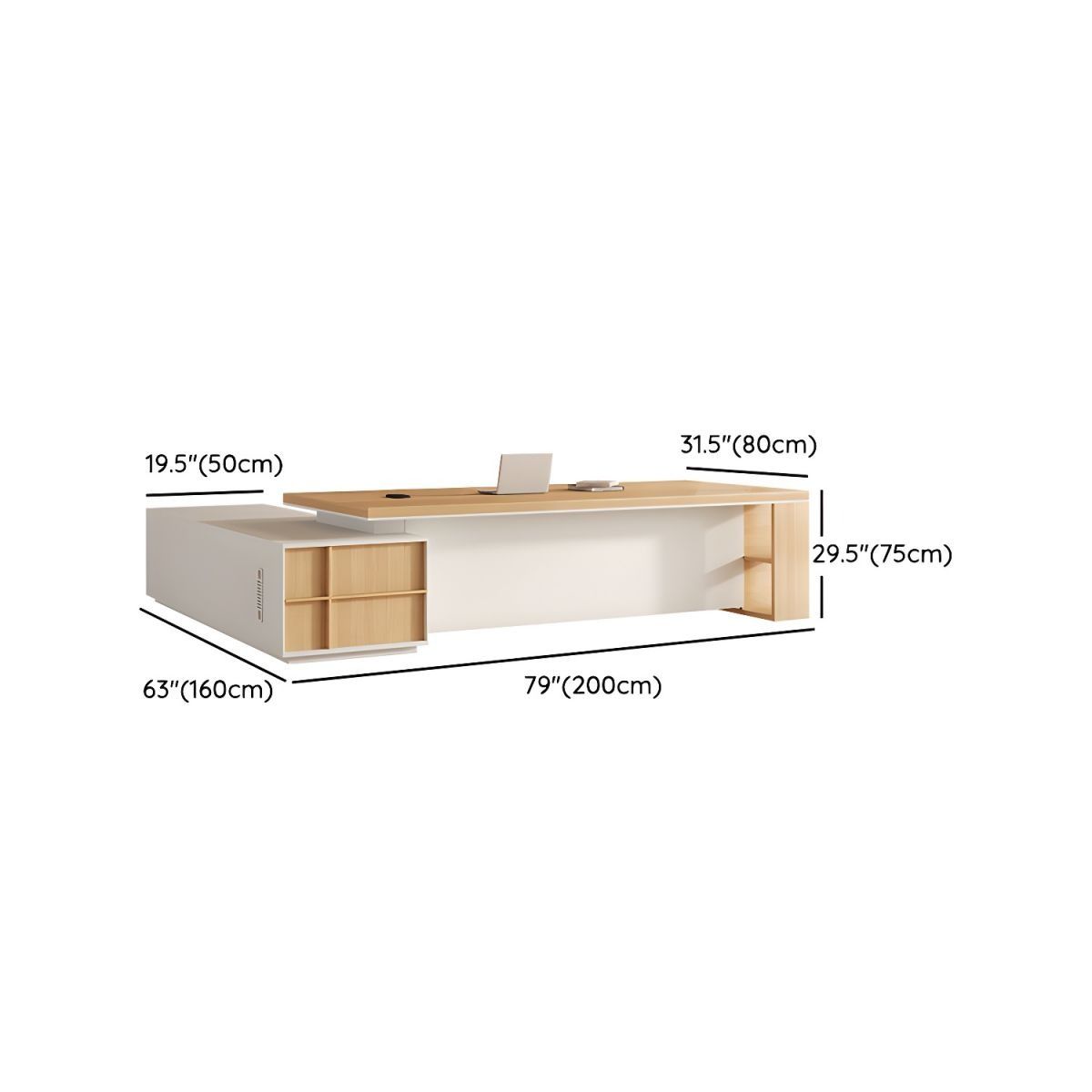 Modern White L-Shape Executive Desk with Pedestal Base and Cable Management thumbnail 9