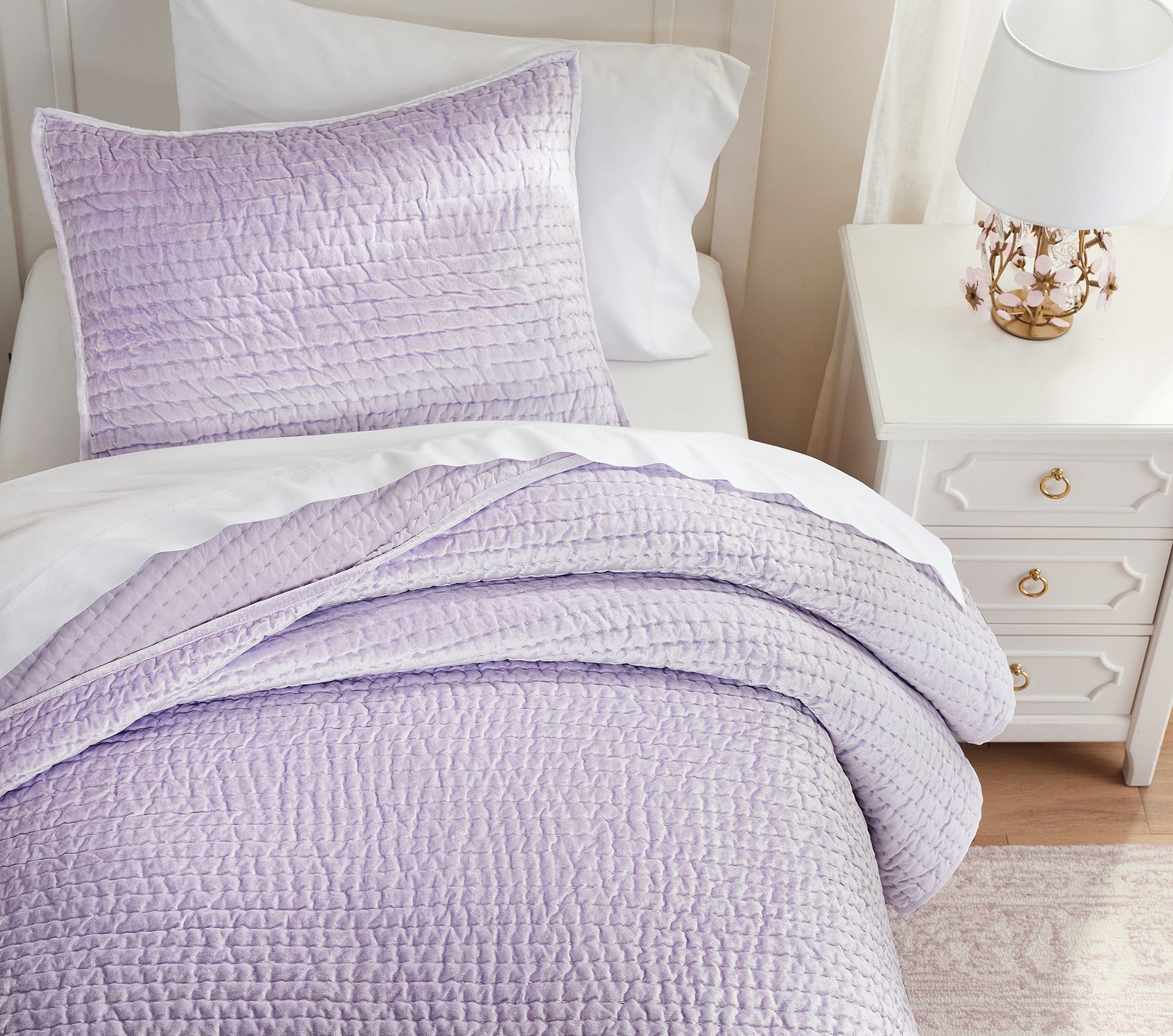Velvet Pick Stitch Quilt _Lavender thumbnail 2