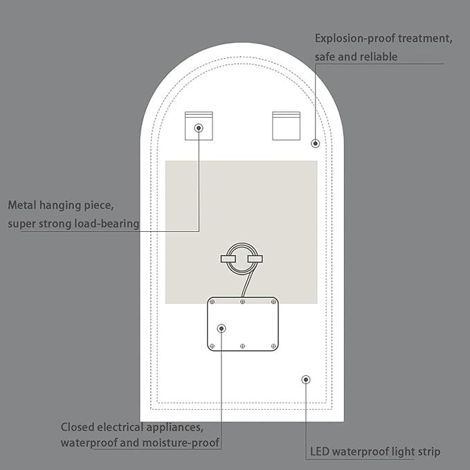 LED Arch Bathroom Mirror For Living Room Bathroom 50x70 thumbnail 7