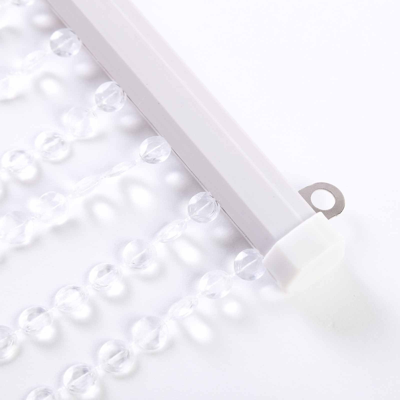 BalsaCircle Clear 8 feet Acrylic Diamond Cut Beaded Door Curtain Metal Rod Top Wedding Party Stage Backdrops thumbnail 2