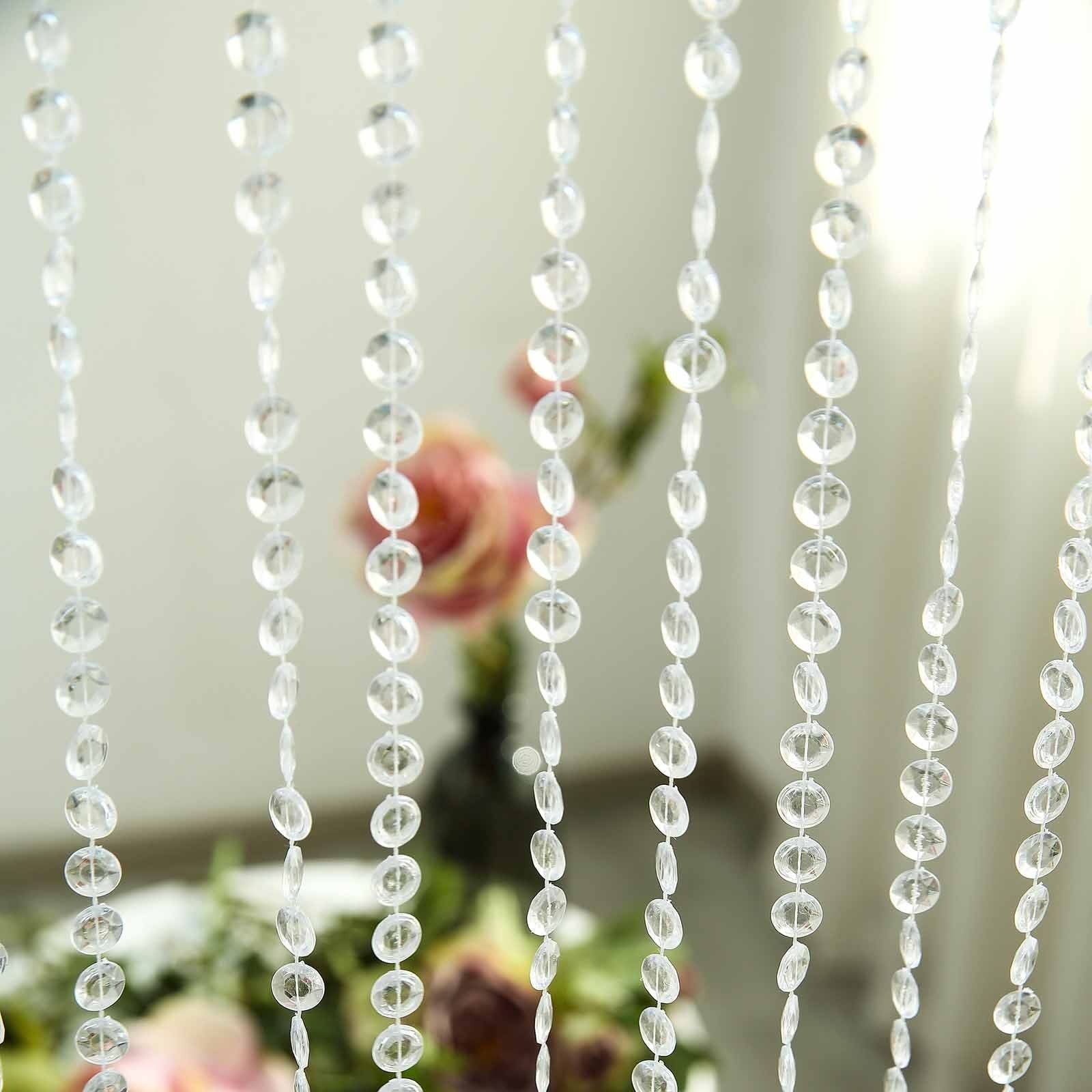 BalsaCircle Clear 8 feet Acrylic Diamond Cut Beaded Door Curtain Metal Rod Top Wedding Party Stage Backdrops thumbnail 4