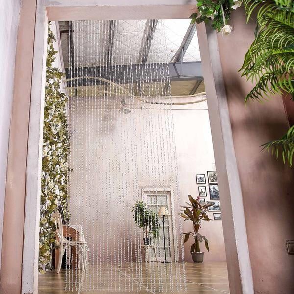 BalsaCircle Clear 8 feet Acrylic Diamond Cut Beaded Door Curtain Metal Rod Top Wedding Party Stage Backdrops thumbnail 5