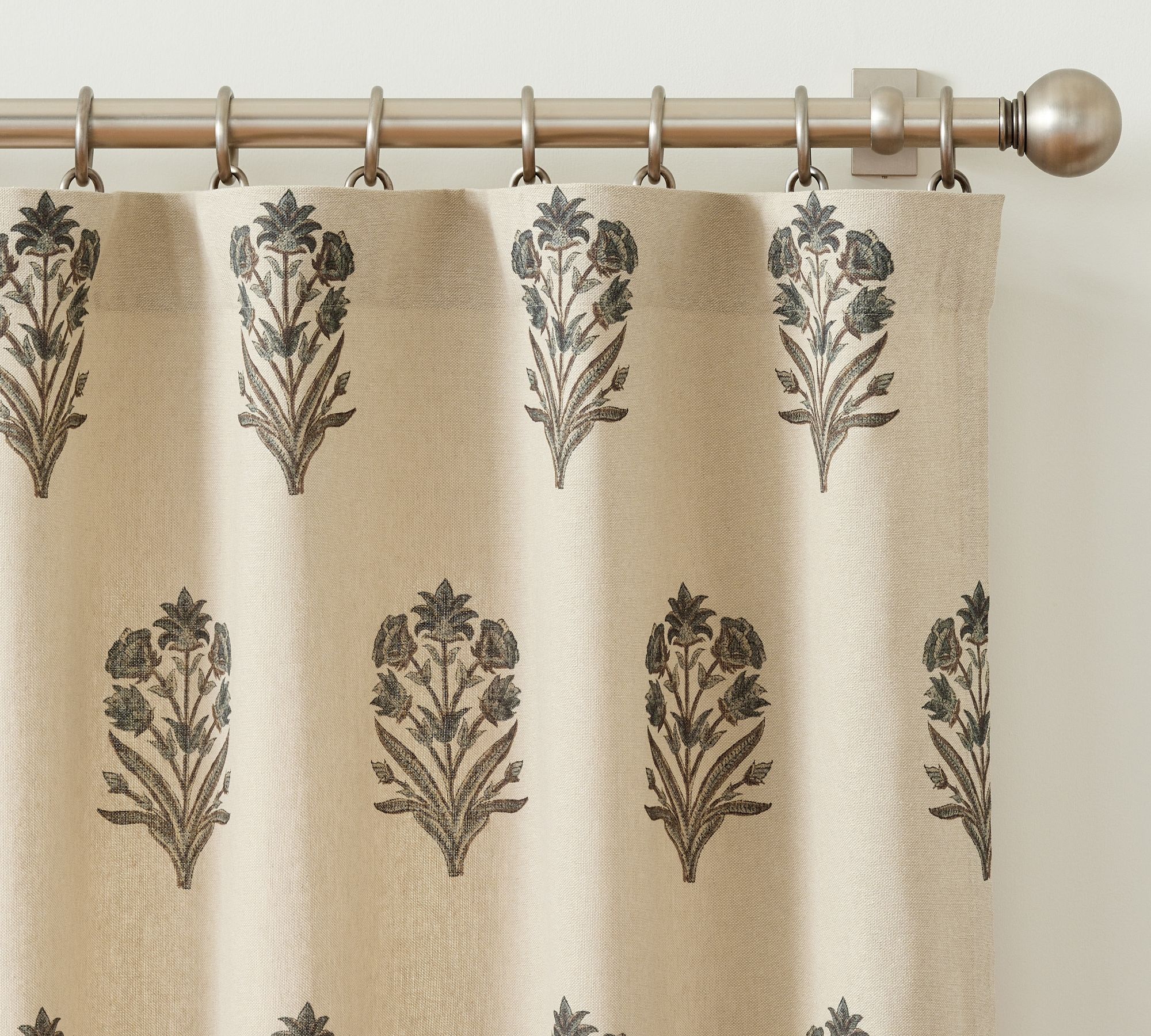 Elinor Floral Mughal Linen Cotton Curtain thumbnail 2
