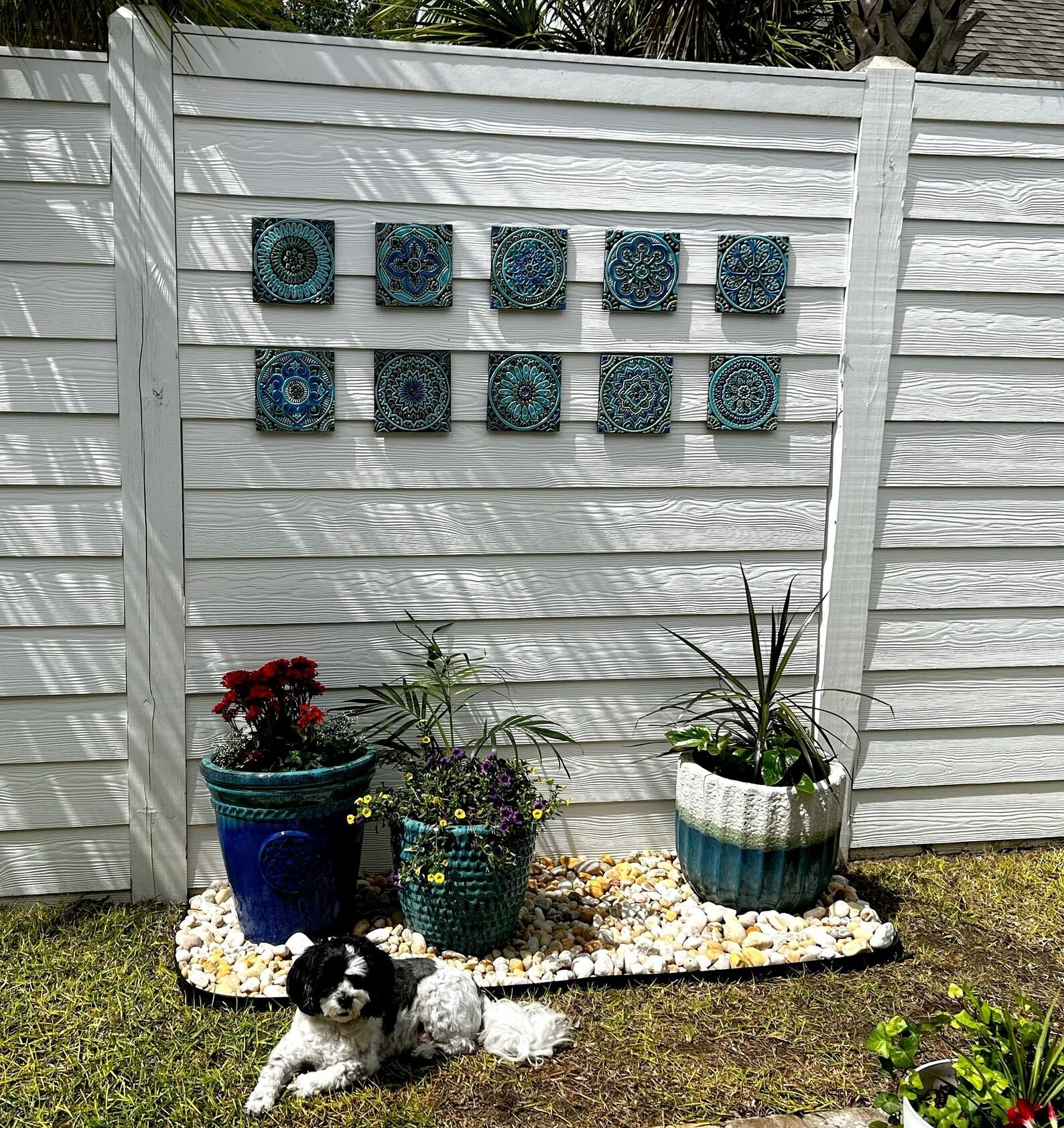4 Beautiful Ceramic Tiles With Deep Relief Design 3-Set of 4 thumbnail 2