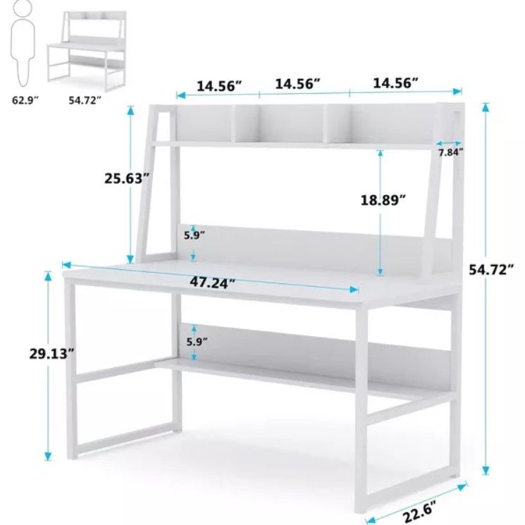 Tribesigns Computer Desk with Bookshelf thumbnail 4