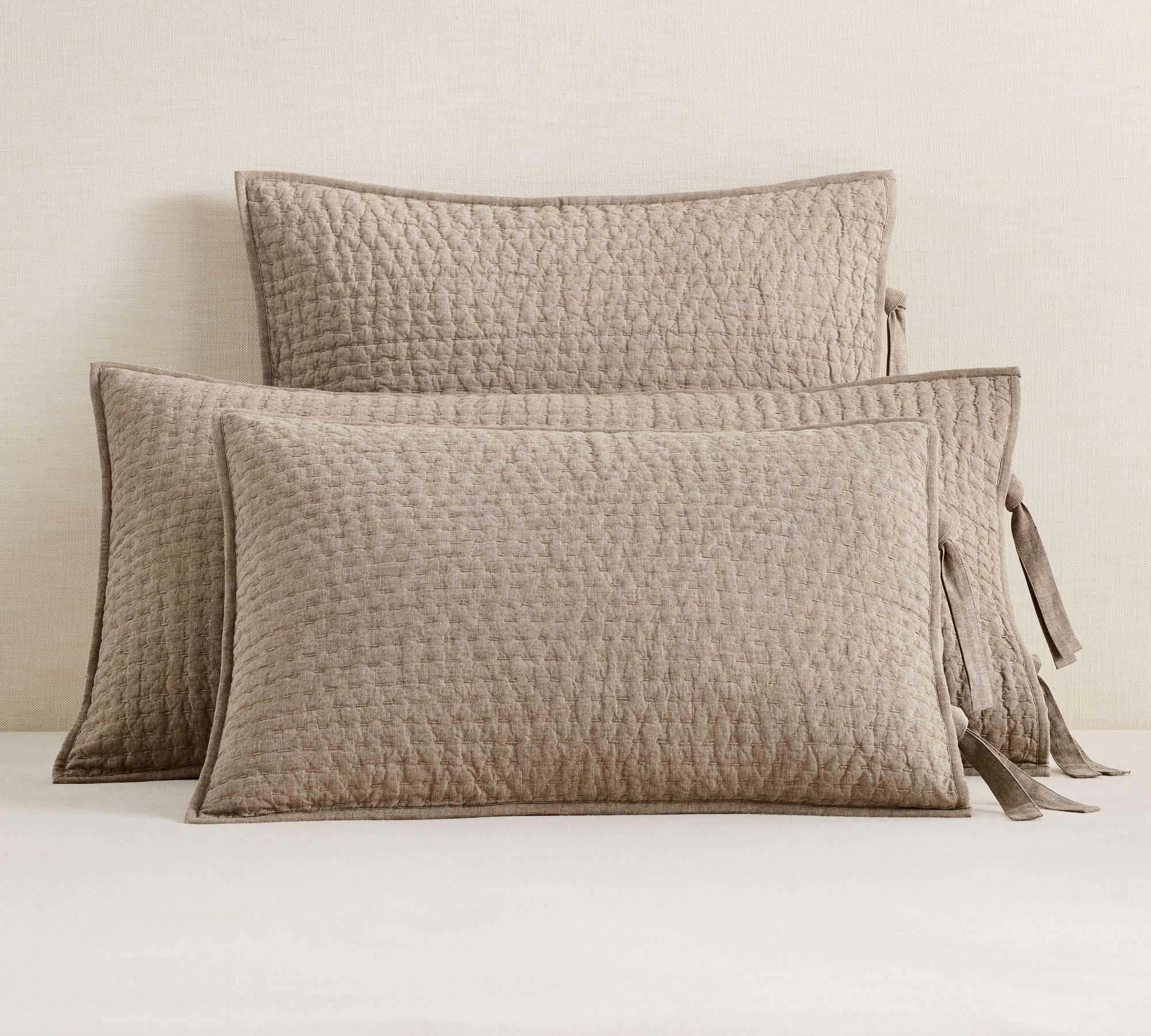 Pick-Stitch Handcrafted CottonLinen Quilted Sham thumbnail 2