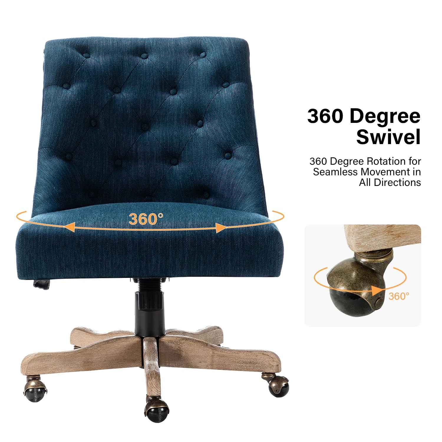 Vail Tilting Task Chair with Solid Wood Five Pronged Base thumbnail 3