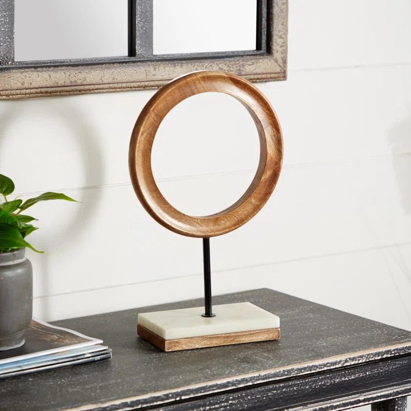Oropeza Mango Wood Circle Geometric Decorative Sculpture thumbnail 2