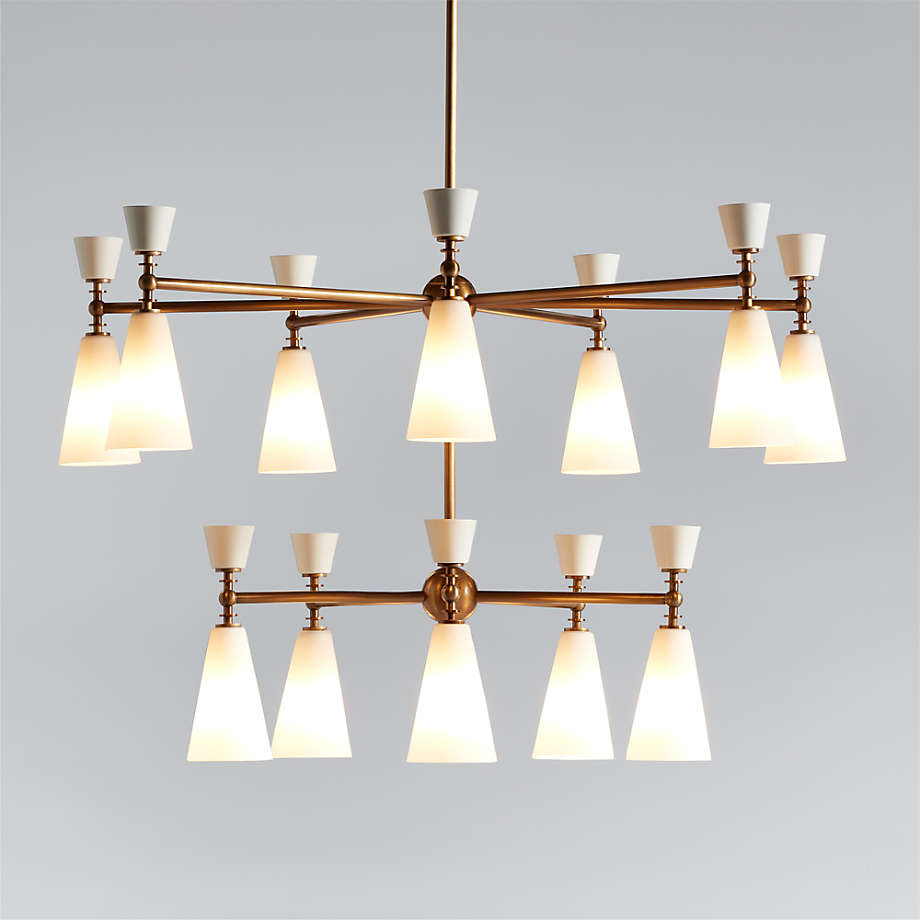 Saintes Oversized Two Tiered Brass Mid Century Chandelier Light thumbnail 3