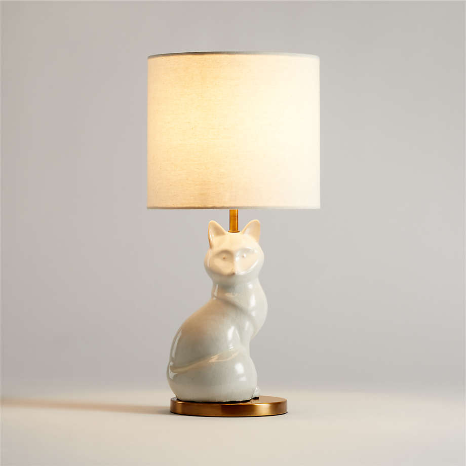 White Crackled Ceramic Woodland Fox Kids Table Lamp thumbnail 2