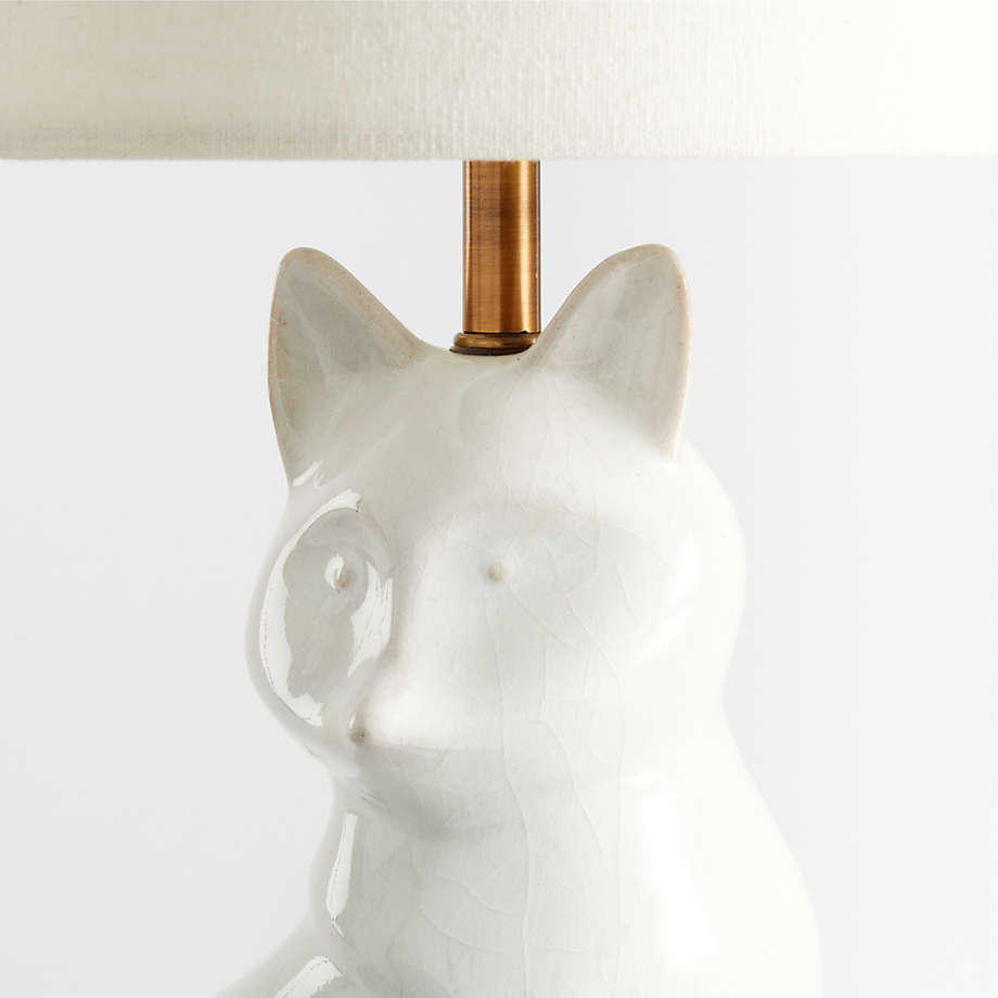 White Crackled Ceramic Woodland Fox Kids Table Lamp thumbnail 3
