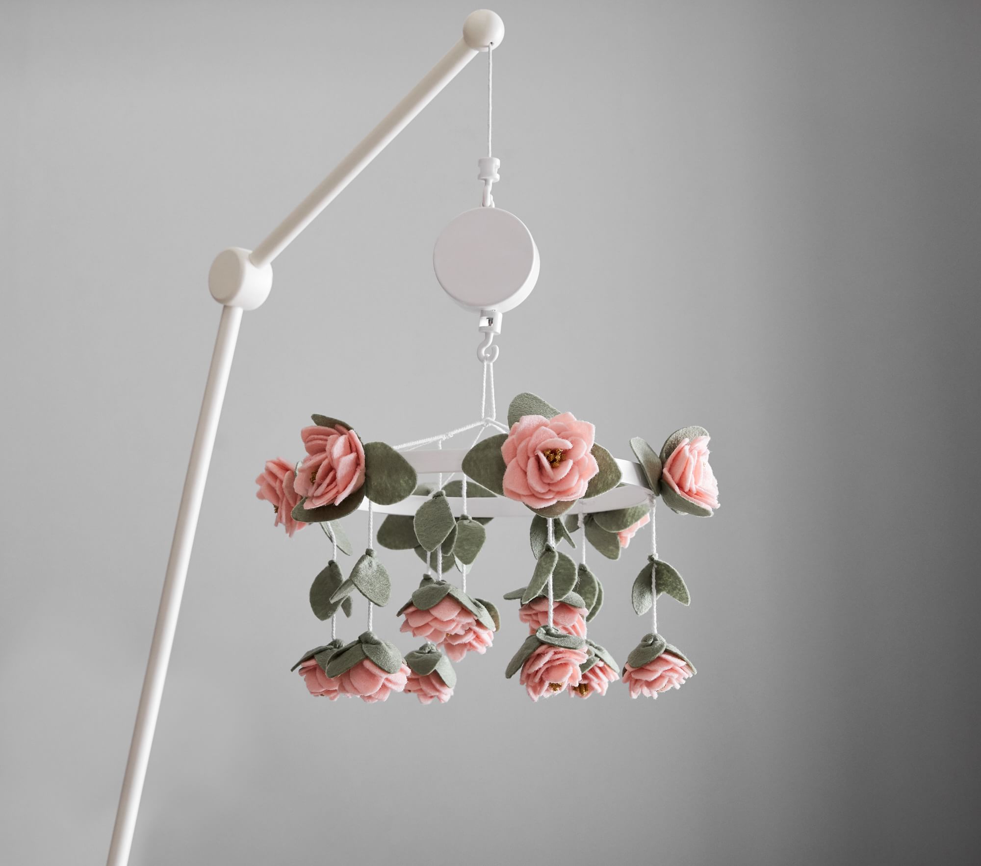 Felted Pink Roses Musical Baby Crib Mobile thumbnail 2