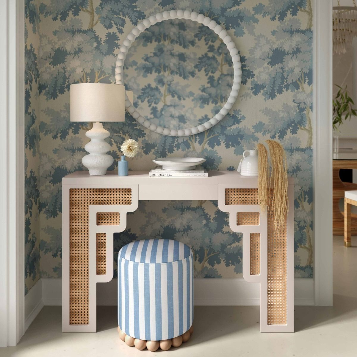 Bell Blue Striped Ottoman thumbnail 2